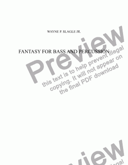 page one of FANTASY FOR BASS,  AND PERCUSSION