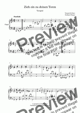 page one of ’Zieh ein zu deinen Toren’ Choral Vorspiel & Satz