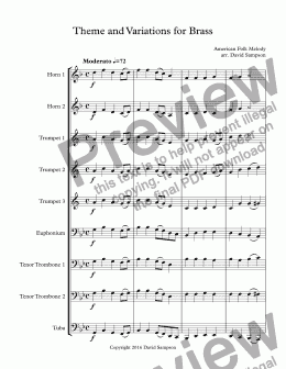 page one of Theme and Variations for Brass