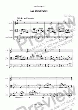 page one of ’Les Baratineurs’ for String Trio