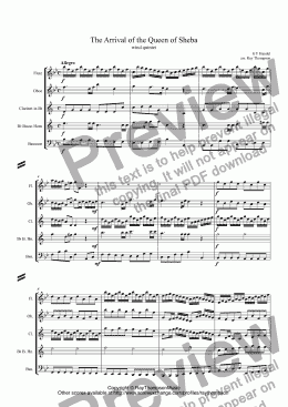 page one of Handel: Solomon HWV67: Sinfonia: The Arrival of the Queen of Sheba arr. wind quintet