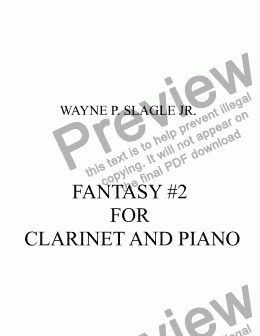 page one of FANTASY #2 FOR  CLARINET AND PIANO