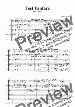 page one of Fest Fanfare - Classical Festive Fanfare - Opener - Wind Quintet