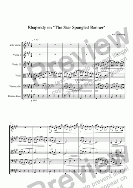 page one of Rhapsody on "The Star Spangled Banner" for string orchestra