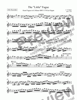 page one of The "Little" Fugue BWV 578 by J.S. Bach
