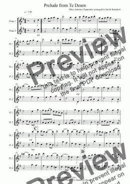 page one of Prelude from Te Deum for Flute Duet