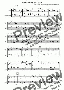 page one of Prelude from Te Deum for Violin and Double Bass