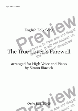 page one of The True Lover’s Farewell (High Voice: C minor)