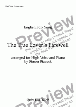 page one of The True Lover’s Farewell (High Voice: C-sharp minor)