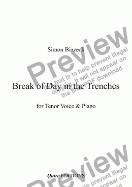 page one of BREAK OF DAY IN THE TRENCHES