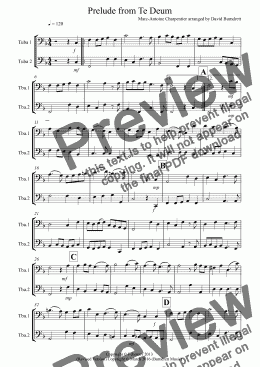 page one of Prelude from Te Deum for Tuba Duet