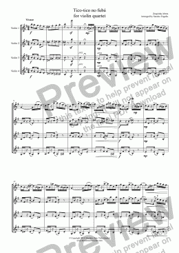 page one of Abreu - Tico-tico no fubá - for violin quartet
