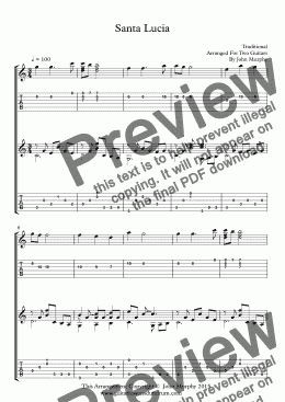 page one of Santa Lucia For Guitar Duo