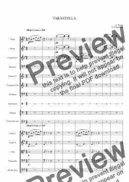 page one of Tarantella for cello and orchestra