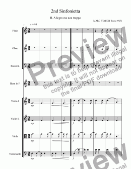 page one of 2nd Sinfonietta: 2nd movt