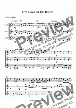 page one of 1. Low Down In The Broom. (Guitar Trio).