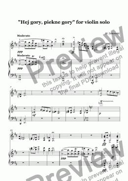 page one of "Hej gory, piekne gory" for violin solo
