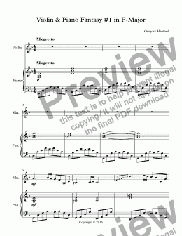 page one of Violin & Piano Fantasy #1 in F-Major