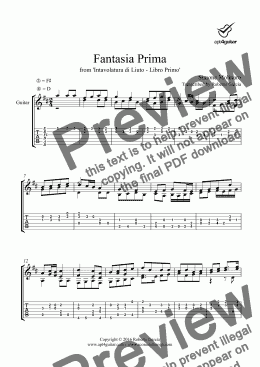 page one of Fantasia Prima for solo guitar