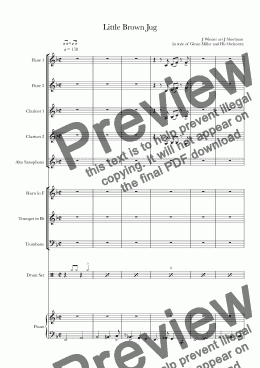 page one of Little Brown Jug (arranged for training Wind Band in style of Glenn Miller Orchestra)