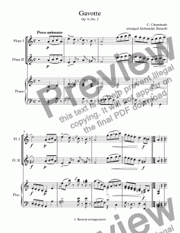 page one of Chaminade - Gavotte Op. 9, No. 2 arr. for 2 Flutes & Piano