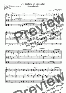 page one of Organ chorale prelude on Der Heiland ist Erstanden Chorale Prelude