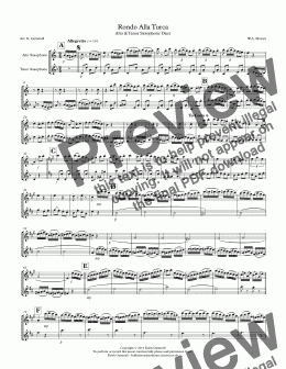 page one of Rondo Alla Turca: Alto & Tenor Saxophone Duet