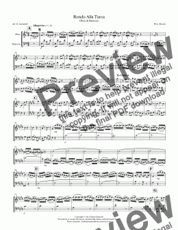 page one of Rondo Alla Turca: Oboe & Bassoon Duet