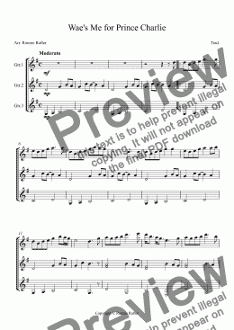 page one of 4. Wae’s Me for Prince Charlie. (Guitar Trio).