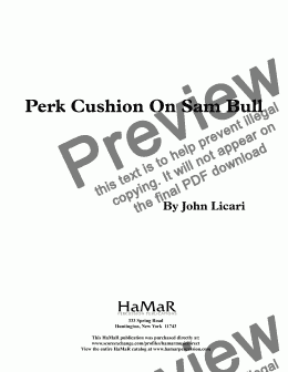 page one of Perk Cushion On Sam Bull