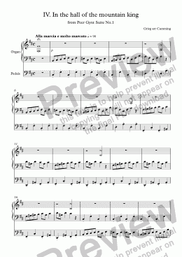 page one of IV.  "In the hall of the mountain king" from Peer Gynt Suite No.1 for organ