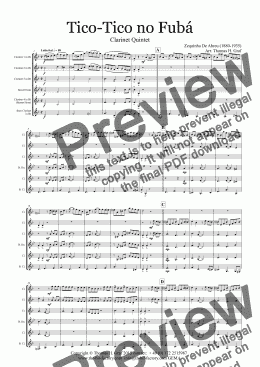 page one of Tico-Tico no Fubá - Choro - Clarinet Quintet 