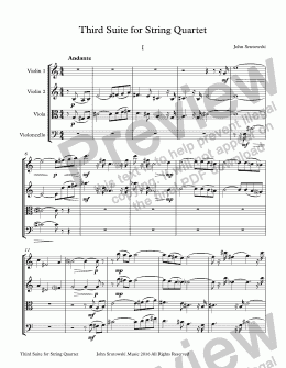 page one of Third Suite for String Quartet