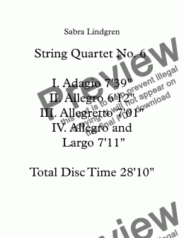 page one of String Quartet No. 6 I. Adagio