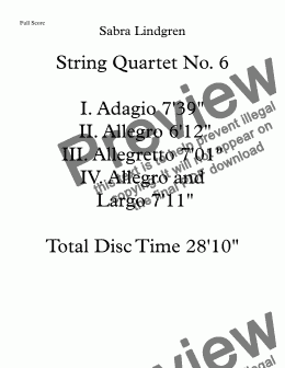 page one of String Quartet No. 6 II. Allegro