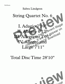 page one of String Quartet No. 6 III. Allegretto