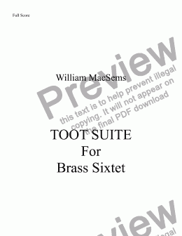 page one of TOOT SUITE