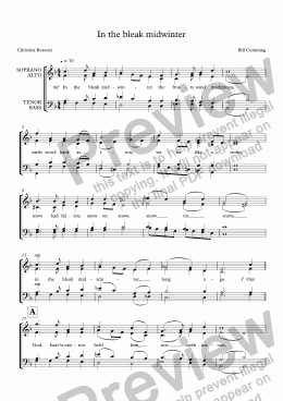 page one of "In the bleak midwinter" (2) for SATB a capella choir