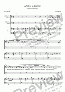 page one of "A Glow in the Sky" for SATB choir & piano