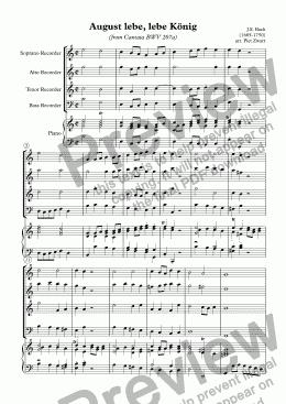 page one of August lebe, lebe König (Bach)