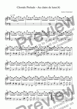 page one of Chorale Prelude - Au claire de lune(4)