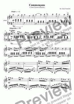 page one of Commençons (Solo Piano)