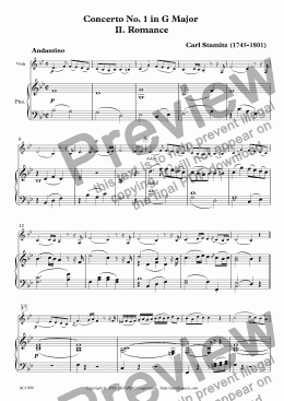 page one of Romance from Concerto No.1 in G Major for Viola & Piano