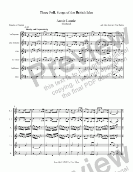 page one of Three Folk Songs of the British Isles  for Recorder Ensemble