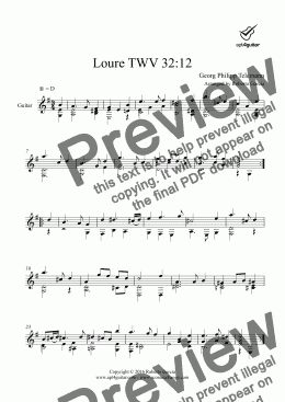 page one of Loure TWV 32:12 for solo guitar