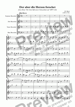page one of Der aber die Herzen forschet (Bach)