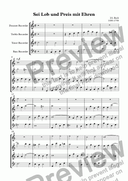 page one of Sei Lob und Preis mit Ehren (Bach)