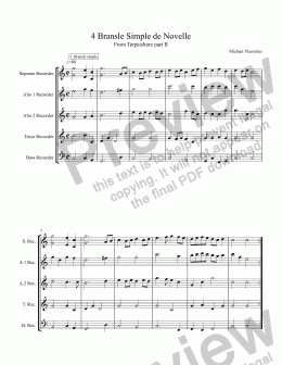 page one of Terpsichore 4 Bransle Simple de Novelle