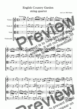 page one of English Country Garden  string quartet