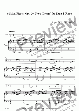 page one of 6 Salon Pieces, Op.120, No.4 ‘Dream’ for Flute & Piano